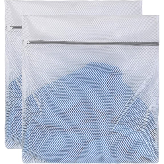 QZS 2Pcs Honeycomb Mesh Laundry Bags,15.75x19.69In Durable Mesh Laundry Container,White Net Wash Bag for Washing Clothes,Sweater,Curtain