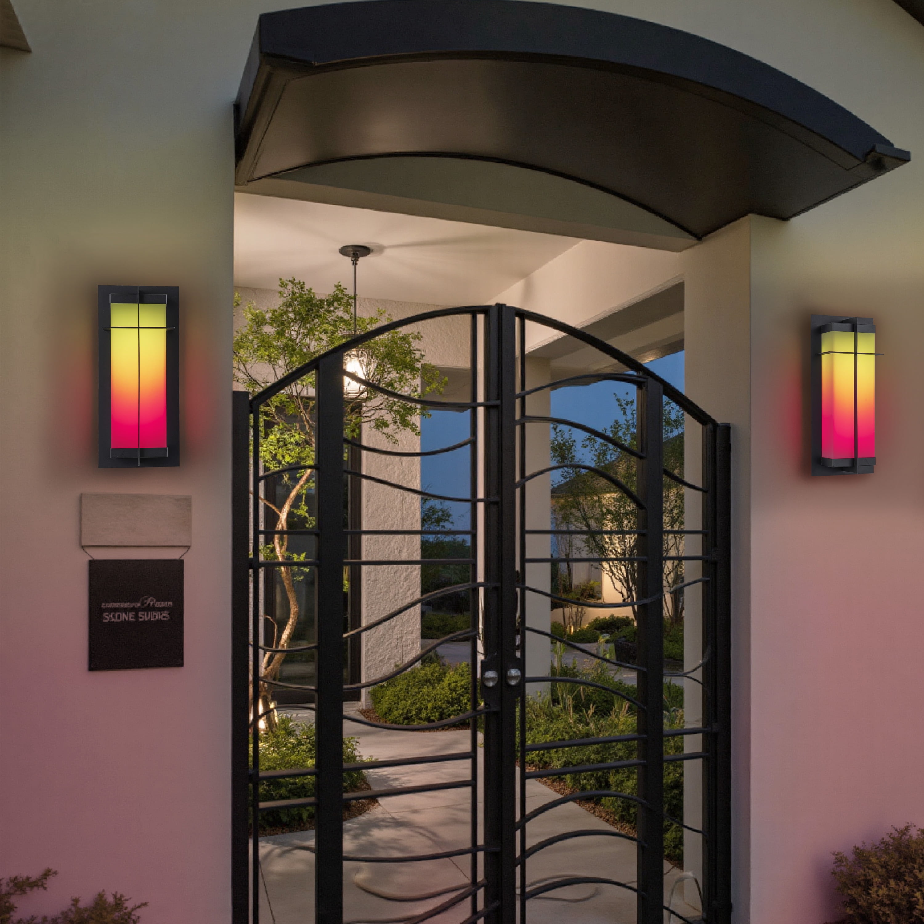C Cattleya 15in Matte Black RGB Outdoor Wall Sconce Light with Acrylic Shade