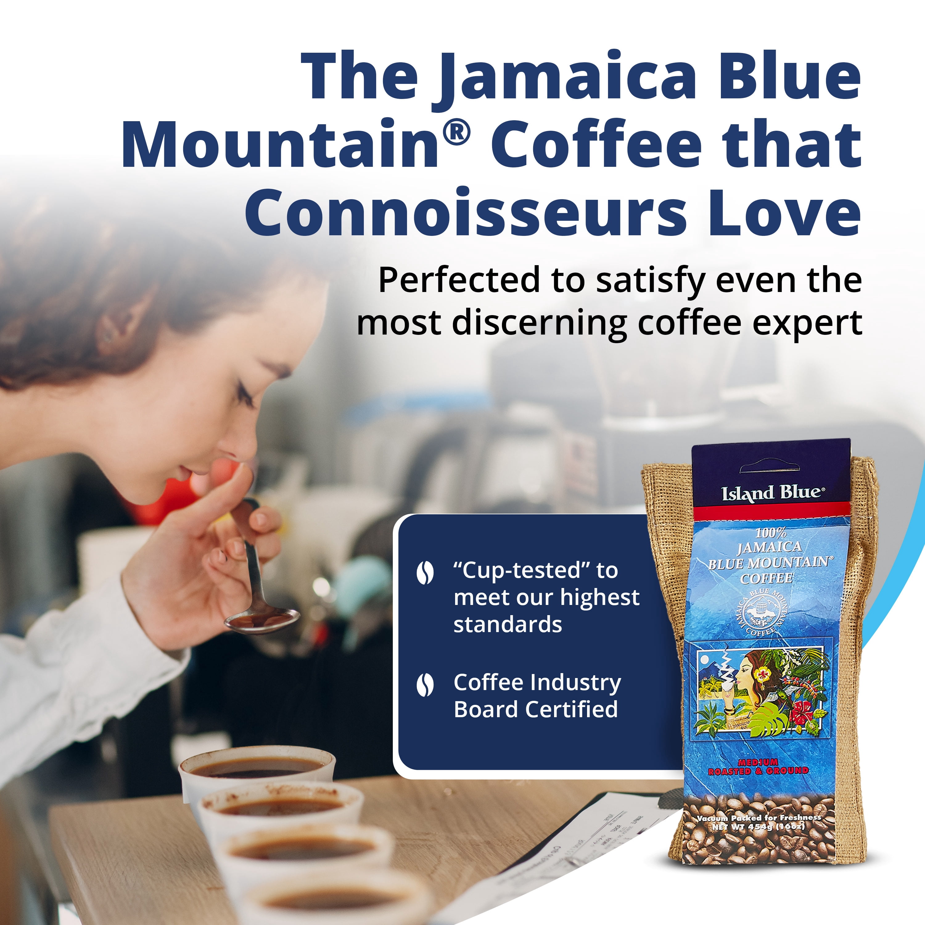 Island Blue 100 Jamaica Blue Mountain Ground Coffee 16oz