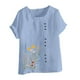 thumbnail image 4 of Vestidos Casuales Para Mujer, Blusas De Mujer De Moda Blusa informal de lino con botones y manga corta estampada para mujer, 4 of 4