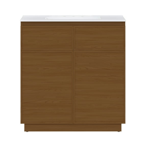 St. Tropez 36" Freestanding Bathroom Vanity in Brown Oak with 3-Hole Widespread Sink Top