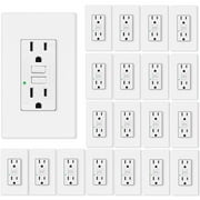 15amp GFCI Outlets, Non-Tamper-Resistant GFI Duplex Receptacles with LED Indicator, Ground Fault Circuit Interrupter with Wall Plate, ETL Listed, White, 20 Pack