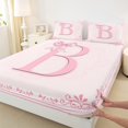 thumbnail image 3 of Castle Fairy Personalized Initial 3pcs Twin Sheet Sets,Pink Bowknot Twin Fitted Sheet,Chic Flower Breathable Flat Sheet,Breathable Kawaii Home Decor, 3 of 7