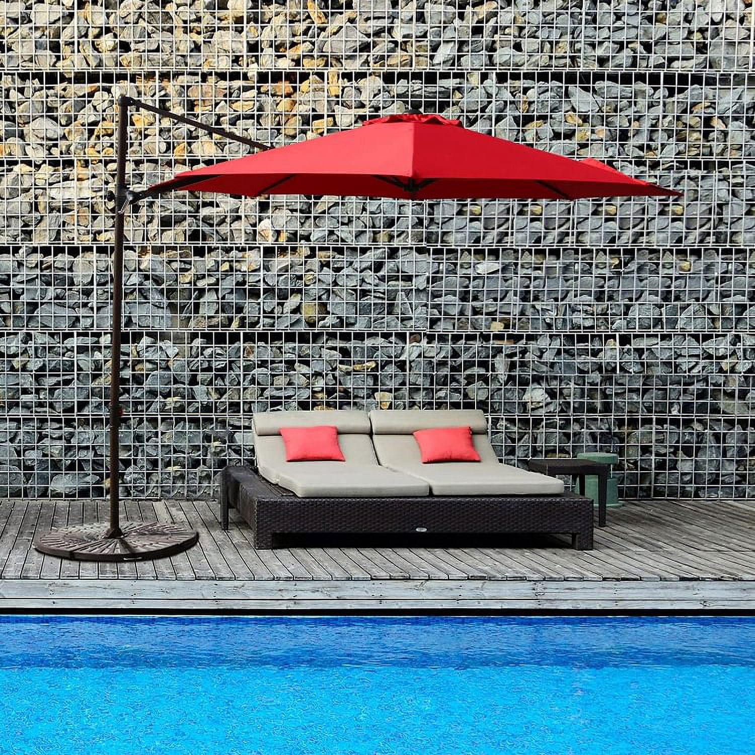 Grand Patio Outdoor Market Cantilever Steerable Large Umbrella, 10ft, Red