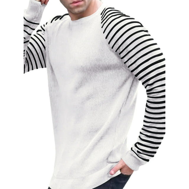 Suéter de cuello redondo para hombre Jersey ajustado Top de punto Jersey de fiesta Prendas de punto de manga larga