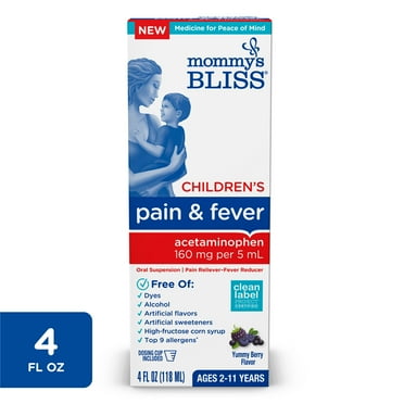 Mommy’s Bliss® Children's Pain   Fever Relief Liquid,  Acetaminophen, Berry Flavor, over-the-Counter, 4 fl oz