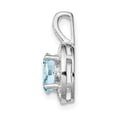 thumbnail image 6 of 925 Sterling Silver Rhodium Plated Diamond and Aquamarine Pendant, 6 of 7
