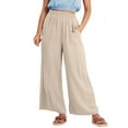 thumbnail image 2 of BVOFAR Women's Casual Linen Pants High Waist Drawstring Palazzo Trousers with Pockets Summer Flowy Wide Leg Pants 2025, 2 of 9