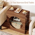 thumbnail image 4 of Tribesigns Table d'Appoint Moderne à 3 Niveaux avec Étagère en Verre Réglable pour Salon, Marron, 4 of 5
