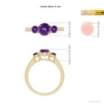 thumbnail image 4 of ANGARA Natural Three Stone Round Amethyst Ring with Diamond Accents in 14K Yellow Gold for Women (Size-6mm) | February Birthstone, Anniversary, Jewelry Gift for Women | Natural Amethyst Ring, 4 of 8