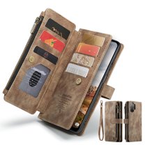 Dteck Wallet Case for Samsung Galaxy S23 Ultra ,Magnetic Retro Leather Case Flip Folio Zipper Purse with Card Holder Slot Kickstand Shockproof Phone Cover for Samsung Galaxy S23 Ultra 5G,Brown