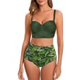 thumbnail image 3 of MKLEKYY Bikini Mujer Traje De Baño Women High Waisted Bikini Sexy Push Up Two Piece Swimsuits Vintage Swimsuit Two Piece Retro Ruched High Waist Print Bikini Set 1424, 3 of 3