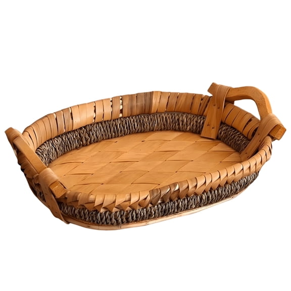 Handwoven Rattan Oval Storage Basket, Aesthetic Fruit Serving Bowl, Versatile Bread Snack Tray, Natural Style Table Organizer for Kitchen, Living Room, and Home Decor