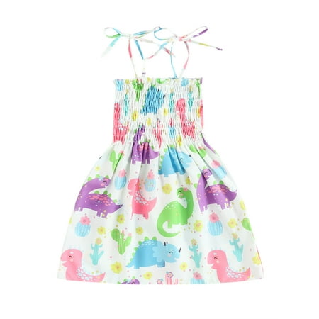 

Licupiee Toddler Kids Baby Girl Summer Dress Sleeveless Straps Floral Tutu Dress Princess Halter Sundress Beach Clothes