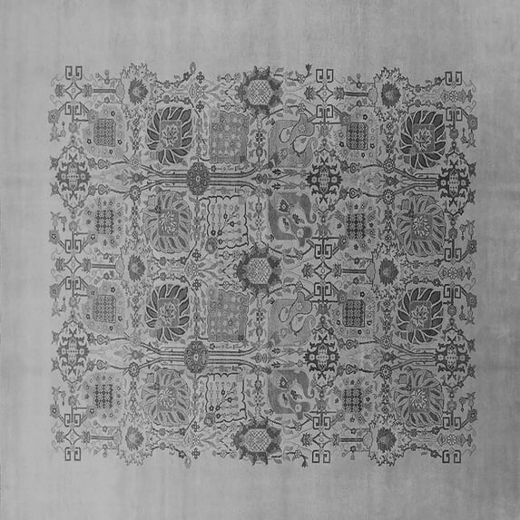 Ahgly Company Indoor Square Oriental Gray Industrial Area Rugs, 7' Square