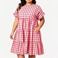 thumbnail image 3 of YuXingFu Dresses for Women Oversize Mini Crew Neck Plus Size Womens Dress Short Sleeve for Beach Casual Summer Red XXXXXL, 3 of 9