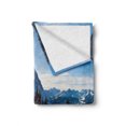 thumbnail image 2 of Winter Soft Flannel Fleece Blanket, Panoramic Winter Scenery on Snow Covered Mountain with Sunny Weather and Trees Photo, Cozy Plush for Indoor and Outdoor Use, 60" x 80", White Blue, by Ambesonne, 2 of 6