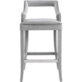 thumbnail image 2 of Tiffany Grey Velvet Bar Stool, 2 of 5