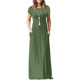 thumbnail image 1 of CHOK Robe pour Femmes Liquidation Tendances Robe Décontractée Col Rond Été Manches Courtes Solide Poches Longue Robe Violette L D710, 1 of 5