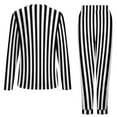 thumbnail image 6 of Black White Striped Pajamas Lady Vertical Lines Print Fashion Home Suit Autumn 2 Pieces Casual Oversized Pajama Sets, 6 of 7