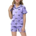 thumbnail image 5 of Gubotare Toddler Pjs Little Girls Pajama Set, Big Girl Summer Printed Button-up Tops and Shorts Nightwear Gift for Kids (Purple,Size 4-5 Years), 5 of 5