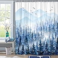 thumbnail image 3 of Christmas Shower Curtain Set Winter Misty Forest Waterproof Fabric Shower Curtains for Bathroom Blue White Nature Snowflake Xmas Tree Mountain Bath Curtain Decor (Ice Blue,72"x 72"), 3 of 6