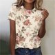 thumbnail image 2 of Tops Florales para las Mujeres Pullover de Impresión Casual Cuello Redondo, Blusa de Poliéster de Manga Corta para Uso Diario, Fiesta Y Verano, 2 of 4