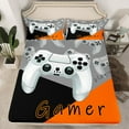 thumbnail image 2 of Manfei Gamer Gaming Lover Full Size Sheets for Boys, Cartoon Game Console Bed Sheets, Black Orange Sheet Sets, Microfiber Bedroom Decor, 4 Pieces, 2 of 7