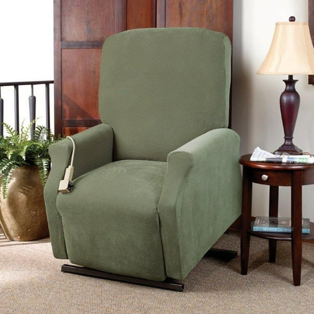 Sure Fit Stretch Pique Medium Lift Green Recliner Slipcover Walmart