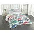 thumbnail image 3 of Ambesonne Fish Quilted Bedspread Set 3 Pcs, Colorful Shark Patterns, Queen Size, Multicolor, 3 of 5