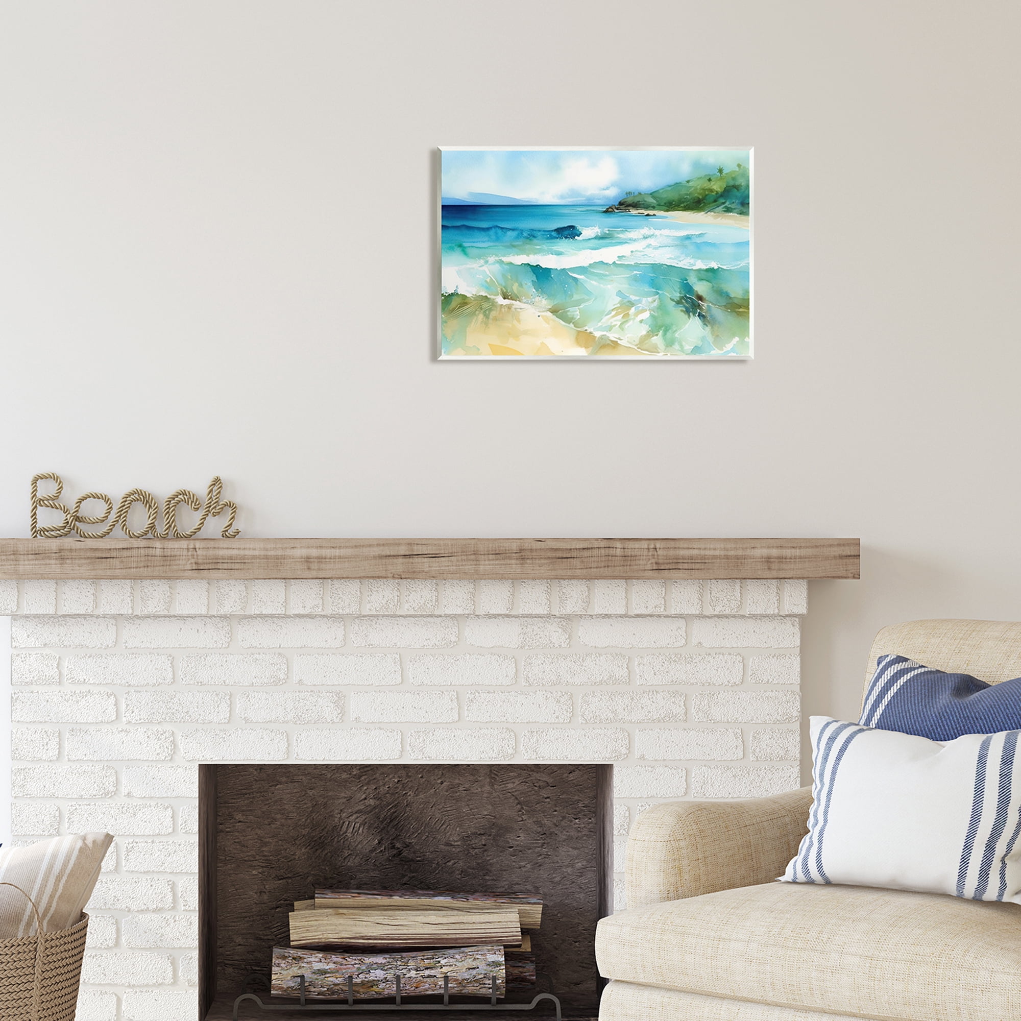 Stupell Industries Abstract Beach Waves Landscape Painting Unframed Art Print Wall Art, 19 x 13