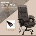 thumbnail image 5 of Vinsetto High Back Massage Office Chair with 6 Vibration Points, PU Leather Reclining Computer Chair, Ergonomic Desk Chair with Footrest Adjustable Height and Remote, Brown, 5 of 10