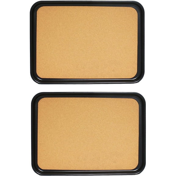 TrueCraftware- Set of 2 Rectangular 16" x 12" Anti-Slip Serving Tray with Cork Surface Black Color- Multi-Purpose Serving Trays Food Server Trays Platters for Restaurant Parties Breakfast Café