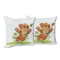 thumbnail image 6 of Ambesonne Cartoon Throw Pillow Cover 2 Pack, Cub with Butterflies, 24", Orange Cream Green, 6 of 6
