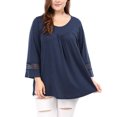 thumbnail image 2 of GRACE & GRANDEUR Women's Plus Size  Casual Solid Raglan Sleeves Tops Blue 2X, 2 of 7