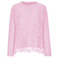 thumbnail image 4 of Htigea Women's Lace Crochet Tops Dressy Long Sleeve Tops Elegant Going Out Party Blouses Pink 2XL, 4 of 5