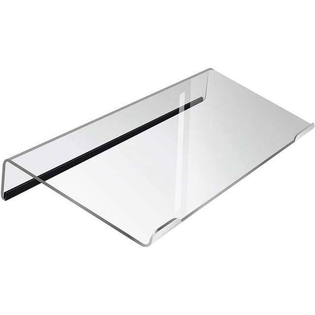 Computer Keyboard Stand-Clear Acrylic Keyboard Tray with Rubber Strip,Ticker Acrylic Keyboard Riser(Holder) for Easy Ergonomic Typing and Working at Home and Office(Upgrade with rubber strip)