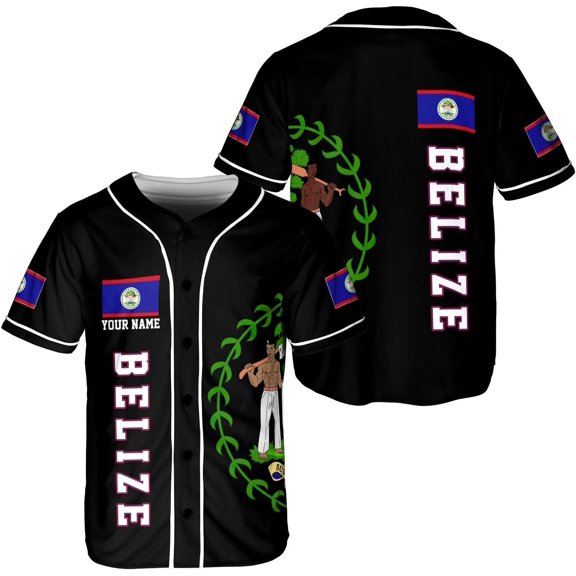 Personalized Belize Baseball Jersey Shirt, Belizean Flag Jersey, Belizean Pride Jersey for Men and Women (S)