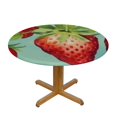 thumbnail image 3 of Patifu Round Tablecloth, Strawberries Leaves Theme 100% Polyester Tablecloths Stain-Resistant Washable Indoor Outdoor Dining Table Decoration, Wedding Party Restaurant Supplies 31"-35, 3 of 8