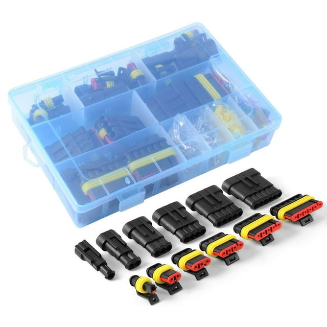 Kit de conectores de cables eléctricos para coche, impermeables, de 1 a 6 pines, con caja de fusibles y terminales