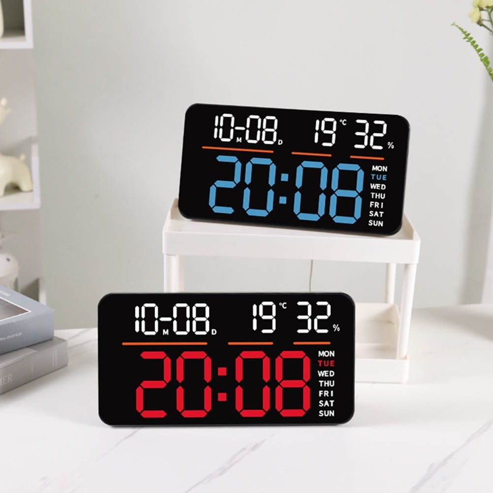 LED Digital Wall Clock with Large Display,Alarm Clock with Digital Calendar