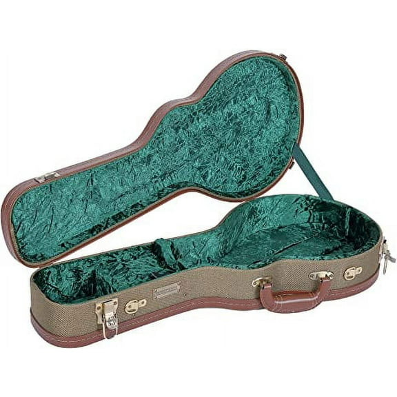 Crossrock Vintage style wood case for F Style Mandolins with removable shoulder straps-Green(CRW700OMFGN)