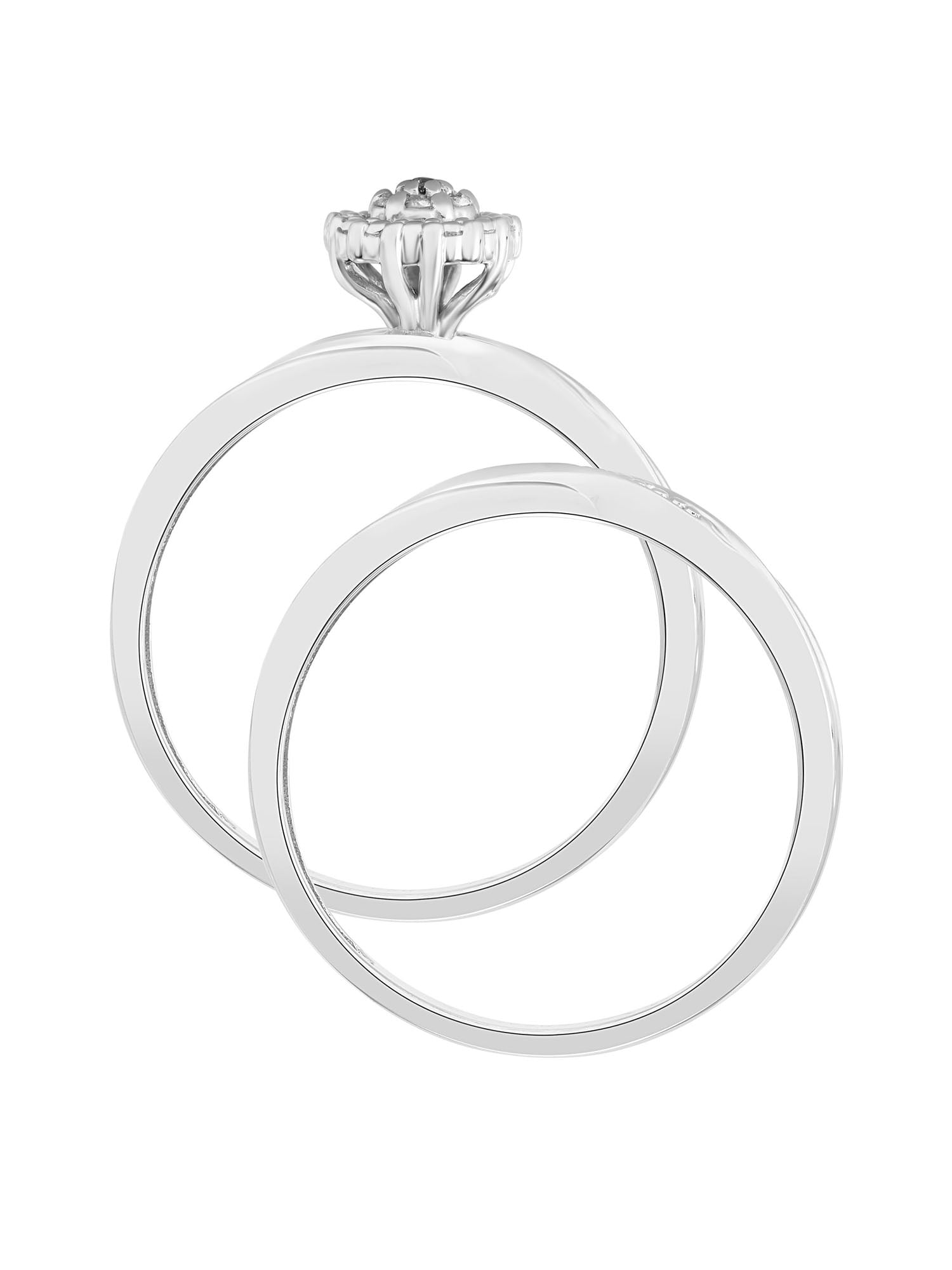 Diamond-Accent 10KT White Gold Diamond Cluster "Tranquility" Women's Bridal Set by Keepsake
