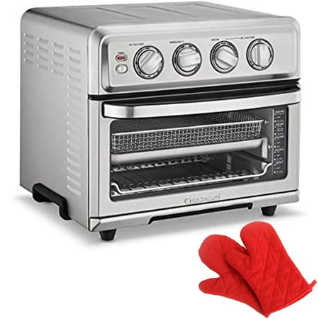Cuisinart TOA-70 AirFryer Toaster Oven with Grill Stainless Steel Bundle with Deco Chef Pair of Red Heat Resistant Oven Mitt