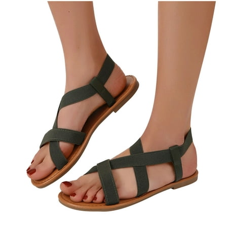 

Women s Open Toes Ankle Strap Flat Sandals Summer Casual Dressy Cute Flat Sandals Fashion One Band Strappy Shoes