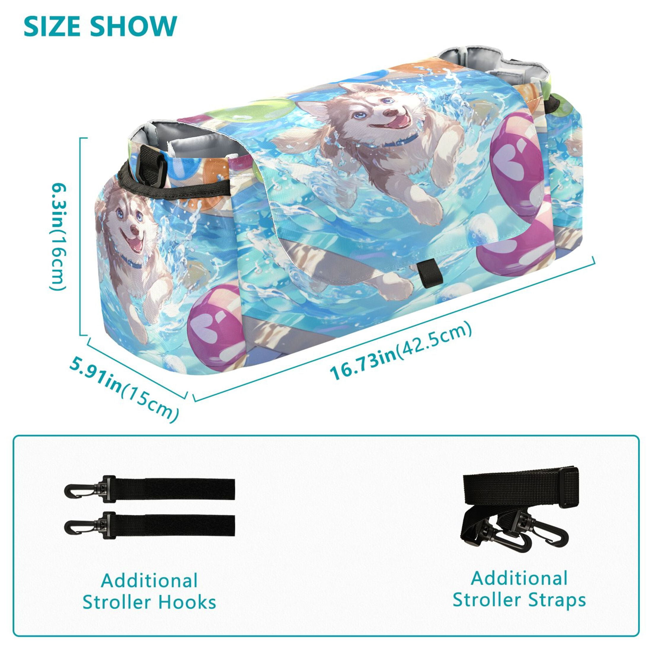 DIXRUYEE Stroller Organizer Joyful Pool Pup Printed