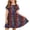E084-Multicolor, variant on Girls' Independence Day Round Neck Dress, Summer Fashion Print Short Sleeve Pleated Casual Soft Dress