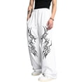 thumbnail image 4 of CONZONE Men's Baggy Sweatpants Gothic Wide Leg Pants for Men Trendy Elastic Waist Graphic Y2K Soft Streetwear Joggers With Pocket, 4 of 6