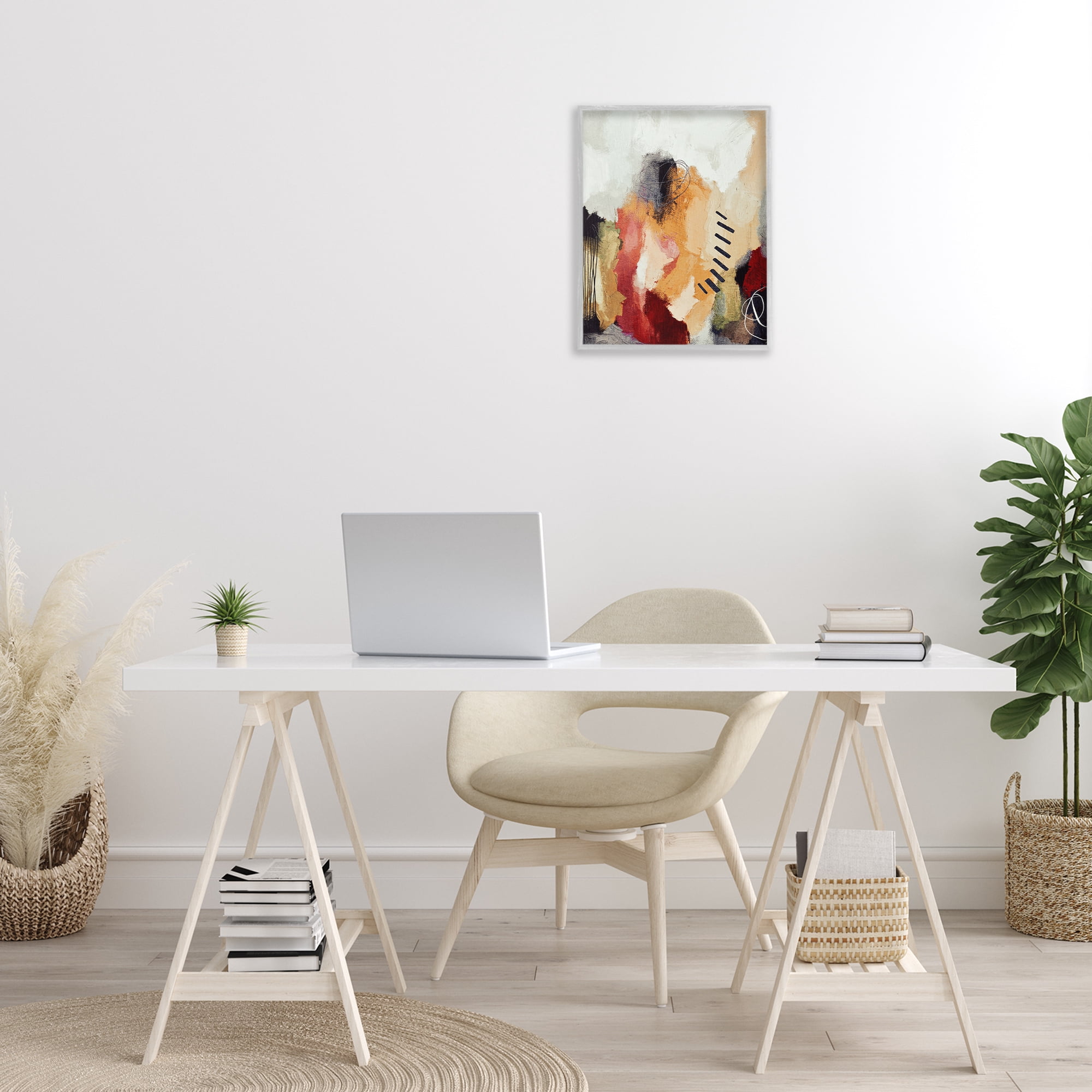 Stupell Industries Abstract Southwestern Pattern Abstract Painting Gray Framed Art Print Wall Art, 16 x 20