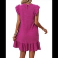 thumbnail image 3 of Vestidos de Verano para Mujer, Cuello Redondo, Corta, Dobladillo con Volantes, Informal, Minivestido Rosa Rojo, XL, 3 of 7